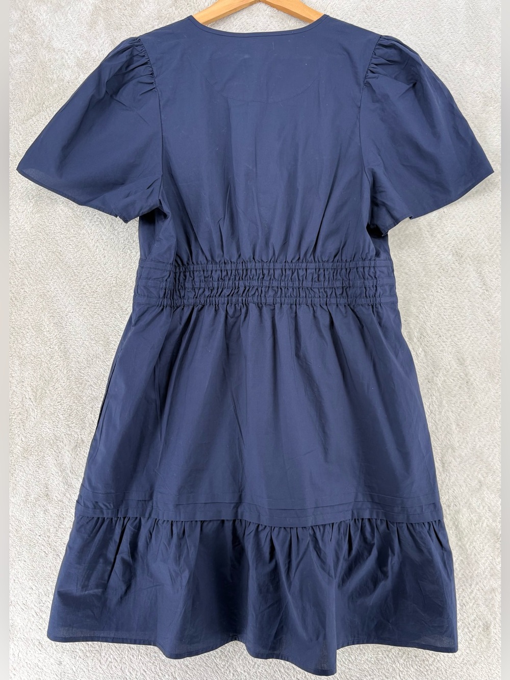 NWT Quince 100% Organic Cotton Poplin Tiered Mini Dress-Navy - Picture 4 of 9